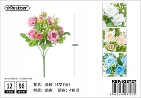 Mesterséges rózsacsokor 30 cm realisztikus dekoráció