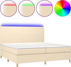 vidaXL krémszínű szövet rugós és LED-es ágy matraccal 200 x 200 cm