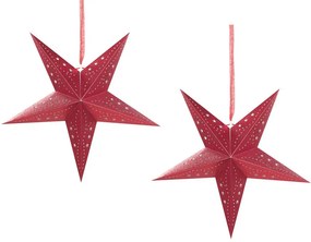 Piros Csillogó LED-es Papírcsillag Kétdarabos Szettben 45 cm MOTTI Beliani