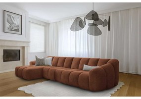 Terrakotta színű sarokkanapé (bal oldali-heverő résszel) Shell – Miuform