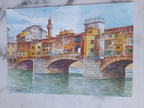 Grafika Keret Olaszország Italia Firenze Ötvösök Híd 2