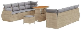 vidaXL Kerti Kanapé Szett tárolóval 11 pcs Bézs Poli rattan