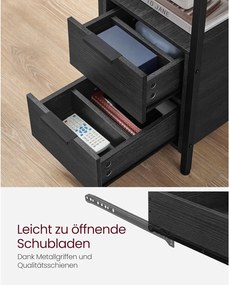 Éjjeliszekrény elosztóval és usb porttal, kis asztal 2 fiókkal, antracitszürke