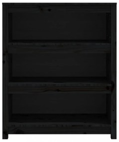 fekete tömör fenyőfa könyvszekrény 80x35x97 cm