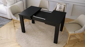 FONTE Fekete Matt - Klasszikus konyhai/nappali asztal 85x75 Kinyitható akár 130 cm-ig!