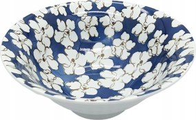 Kerámia Tésztatál 25,8cm Kék Fehér Virágokkal 157411