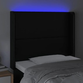fekete műbőr LED-es fejtámla 93x16x118/128 cm