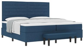 Box Spring Ágy Matraccal és Pad Kék 200x200 cm Szövet