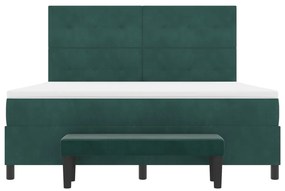 Box spring ágy matraccal és paddal, sötét zöld, 180x200 cm, bársony