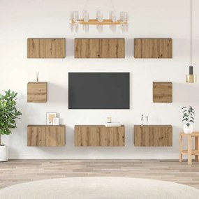 TV Szekrény Szett Falra szerelhető 8 pcs kézműves tölgy Faanyag