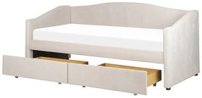 Világosbézs kárpitozott kanapéágy 90 x 200 cm VITTEL Beliani
