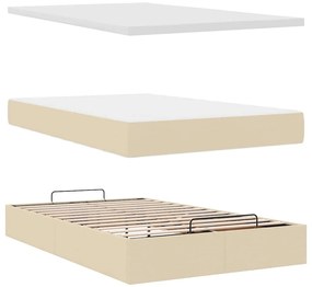 krémszínű szövet ottomán ágy matraccal &amp; LED-ek 120x190cm