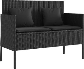 vidaXL fekete polyrattan kerti pad párnával