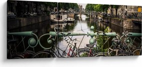 Egy bicikli képe a városban (órával) (90x30 cm)