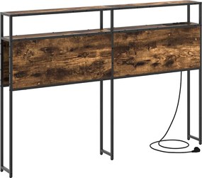 vidaXL Tároló fejtámla polcokkal Füstölt tölgy 120 cm Faanyag