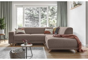 Barna kinyitható-tárolóhelyes sarokkanapé (jobb oldali-L alakú) Classy Sophie – Miuform