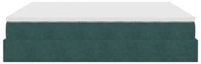 Ottomán ágykeret matracokkal Sötétzöld 200x200cm bársony