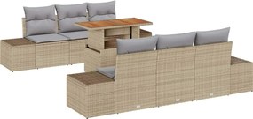 vidaXL Kert étkező szett párnával 7 pcs Barna és szürke