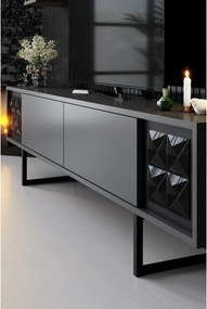 Line Anthracite and Black TV-állvány polcokkal