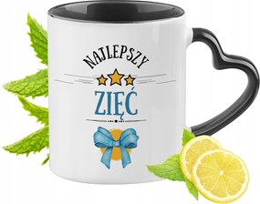 Vőnek Fekete Bögre Szív Alakú Füllel Ajándék Nyomtatott