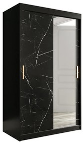 Ruhásszekrény 120 cm Marbelo T2 (matt fekete + fekete márvány). 1064585