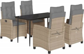 vidaXL 5 részes vegyes bézs polyrattan kerti étkezőgarnitúra párnákkal