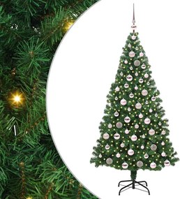 vidaXL Mű karácsonyfa 300 LED-del Zöld 180 cm PVC és Acél és Műanyag