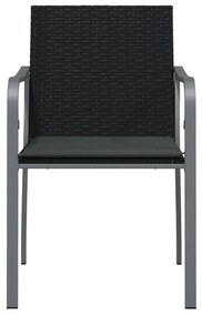 4 db fekete polyrattan kerti szék párnával 56x59x84 cm