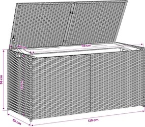 vidaXL vegyes bézs polyrattan kerti tárolóláda 283 L