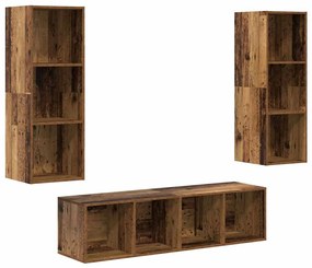 TV Szekrény Szett 3 pcs Régi fa 37 x 37 x 142.5 cm Faanyag