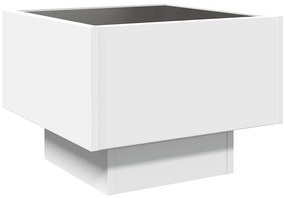 fehér szerelt fa kisasztal LED-del 40 x 40 x 30 cm