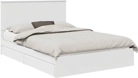 vidaXL Tárolós Ágy fejtámlával fiókkal Fehér 140 x 190 cm Faanyag