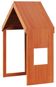 viaszbarna tömör fenyőfa ágy emelettel és tetővel 75 x 190 cm
