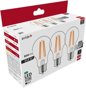 Avide LED Filament Globe 3.8W E27 WW 3000K Super High Lumen 3db/csomag