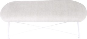 Dizájnos lóca, bézs szövet/fehér fém, RIVOLA