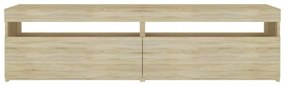 2 db sonoma tölgy színű TV-szekrény LED-ekkel 75 x 35 x 40 cm