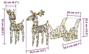 Rénszarvas húzta szán Meleg fehér 52.5 x 28 x 32.5 cm Rattan
