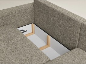 Barna zsenília kinyitható-tárolóhelyes sarokkanapé (jobb oldali-heverő résszel) Leon – Maison de Rêve