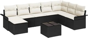 vidaXL Kerti Kanapé Szett párnával tárolóval 9 pcs Barna Poli rattan
