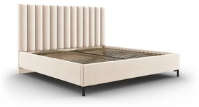 Bézs kárpitozott ágyneműtartós franciaágy ágyráccsal 160x200 cm Casey – Mazzini Beds