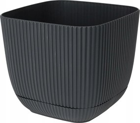 Szürke 17 cm-es szögletes virágtartó állvánnyal modern fedő