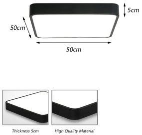 Brilagi - LED mennyezeti lámpa POOL SQUARE LED/48W/230V 3000/4500/6000K 50x50 cm fekete