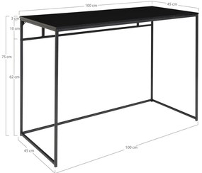 Vita íróasztal, fekete kerettel 100x45x75 cm