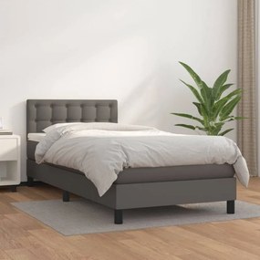 Szürke műbőr rugós ágy matraccal 80 x 200 cm
