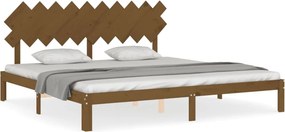 vidaXL mézbarna tömör fa ágykeret fejtámlával 200 x 200 cm