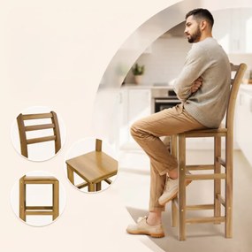 OSLO bárszék karfával, 2 db, 40x36x110cm, természetes barna Casaria