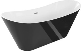 Luxury Celia szabadon álló fürdökád akril  170 x 75 cm, fehér/fekete,  leeresztö  króm - 52331707575 Térben álló kád