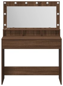 LED-es Sminktükör Barna Tölgy 100x41x135 cm