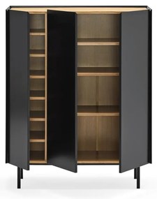 Fekete magas komód tölgyfa dekorral 95x120 cm Arista – Teulat