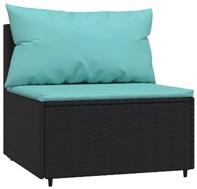 4 részes fekete polyrattan kerti ülőgarnitúra párnákkal